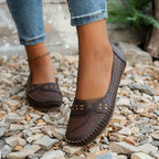 Women perforated slip on loafers comfort casual flat shoes