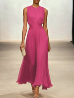 Vestido Maxi sin Mangas Fruncido para Invitada de Boda