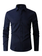 Camisa hombre slim fit cuello clásico con cierre de botones