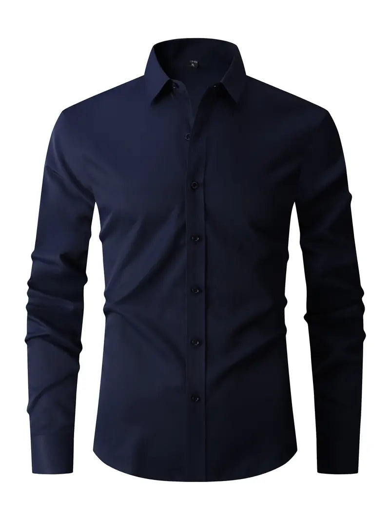 Camisa hombre slim fit cuello clásico con cierre de botones
