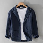 Blazer de lino hombre relaxed fit, chaqueta ligera transpirable