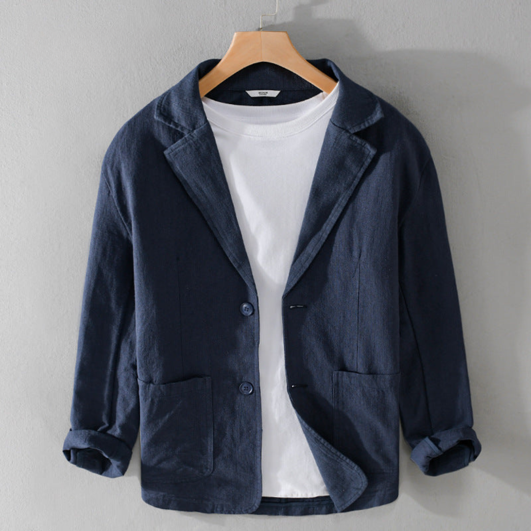 Blazer de lino hombre relaxed fit, chaqueta ligera transpirable