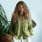 Camisa boho mujer manga larga holgada estilo bohemio casual