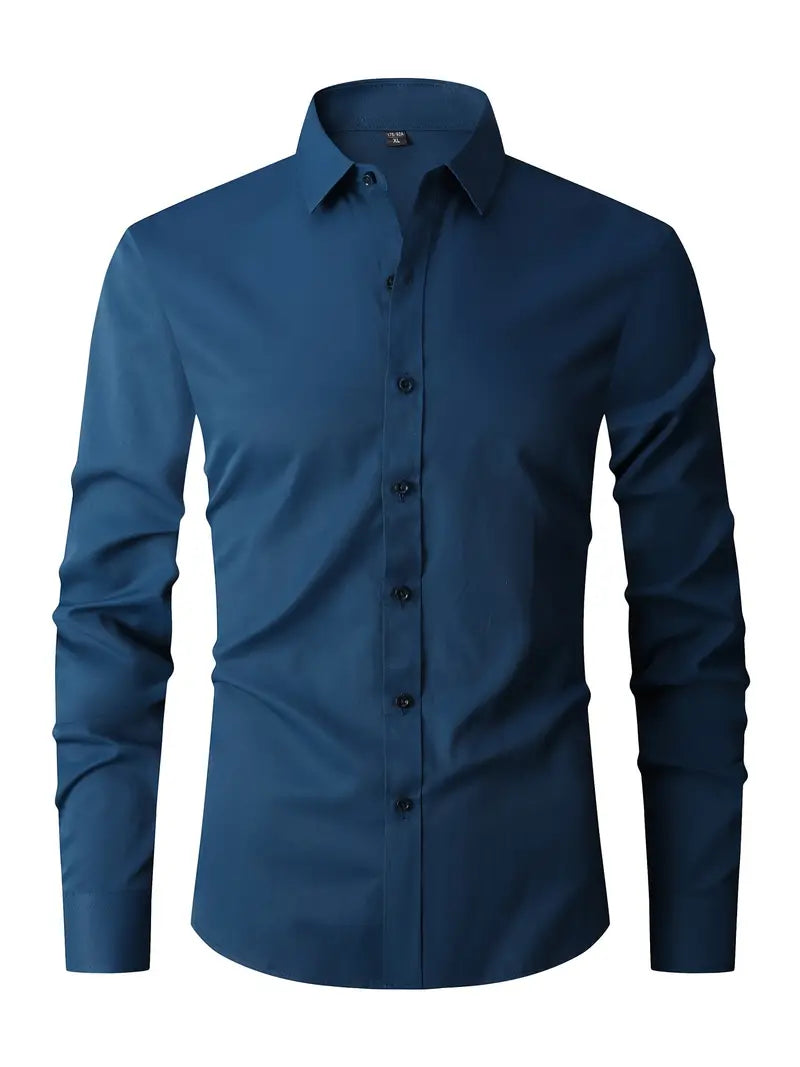 Camisa hombre slim fit cuello clásico con cierre de botones