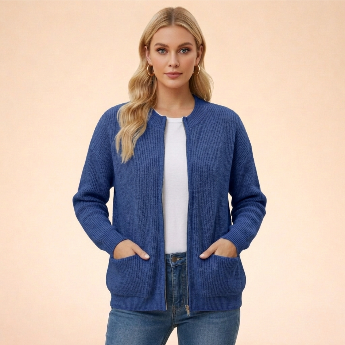 Cardigan de punto suave mujer ajuste regular en varios colores