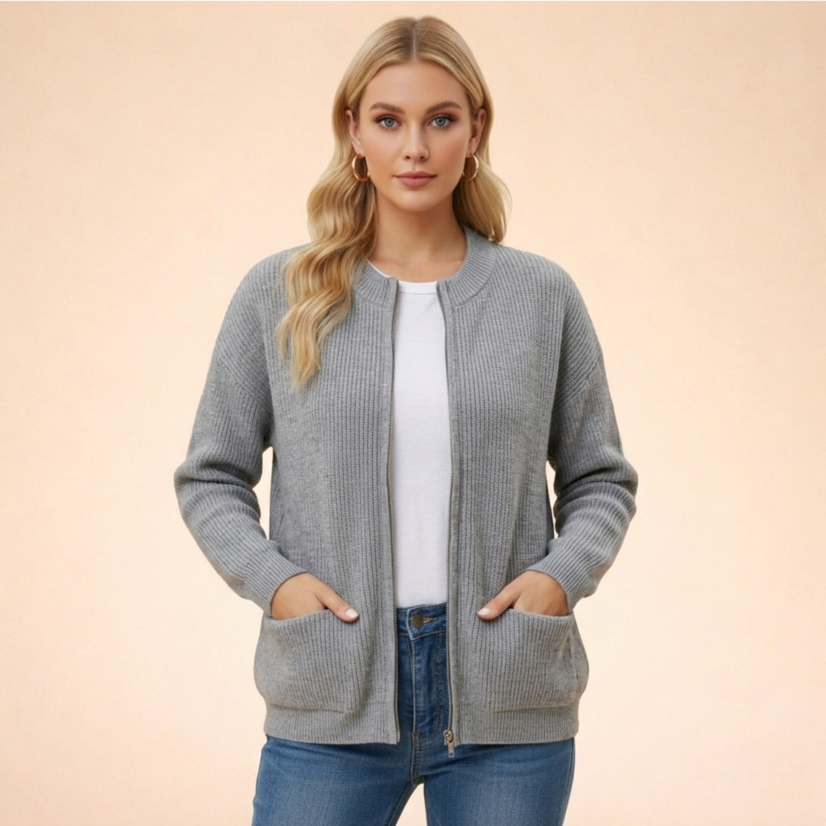 Cardigan de punto suave mujer ajuste regular en varios colores