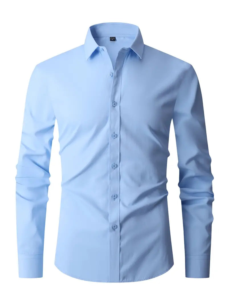 Camisa hombre slim fit cuello clásico con cierre de botones