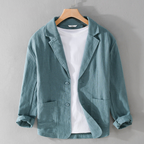 Blazer de lino hombre relaxed fit, chaqueta ligera transpirable