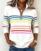 Suéter hombre cuello cremallera rayas multicolor silueta holgada