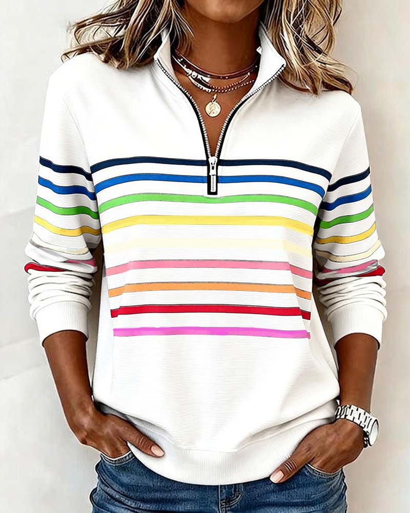 Suéter hombre cuello cremallera rayas multicolor silueta holgada