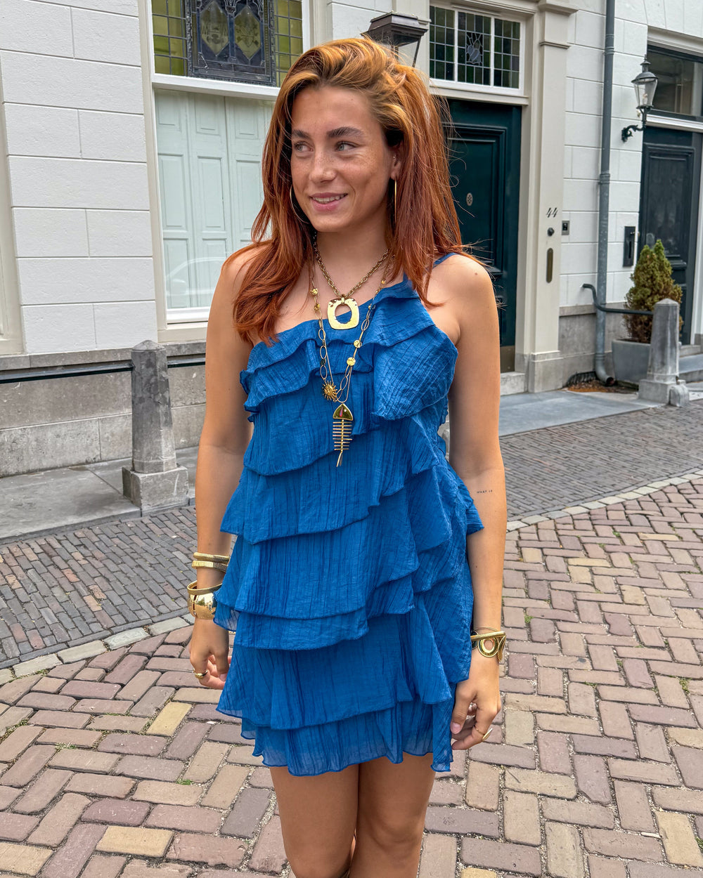 Minifalda Mujer Volantes Asimétrica Hombro Casual Verano