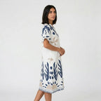 Vestido midi túnica | Corte amplio, lino blanco | Confort elegante