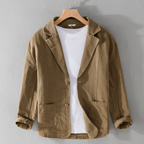 Blazer de lino hombre relaxed fit, chaqueta ligera transpirable