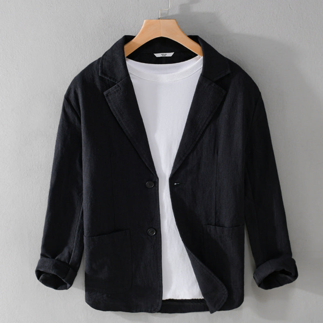 Blazer de lino hombre relaxed fit, chaqueta ligera transpirable