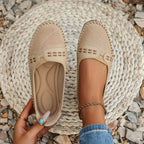 Women perforated slip on loafers comfort casual flat shoes