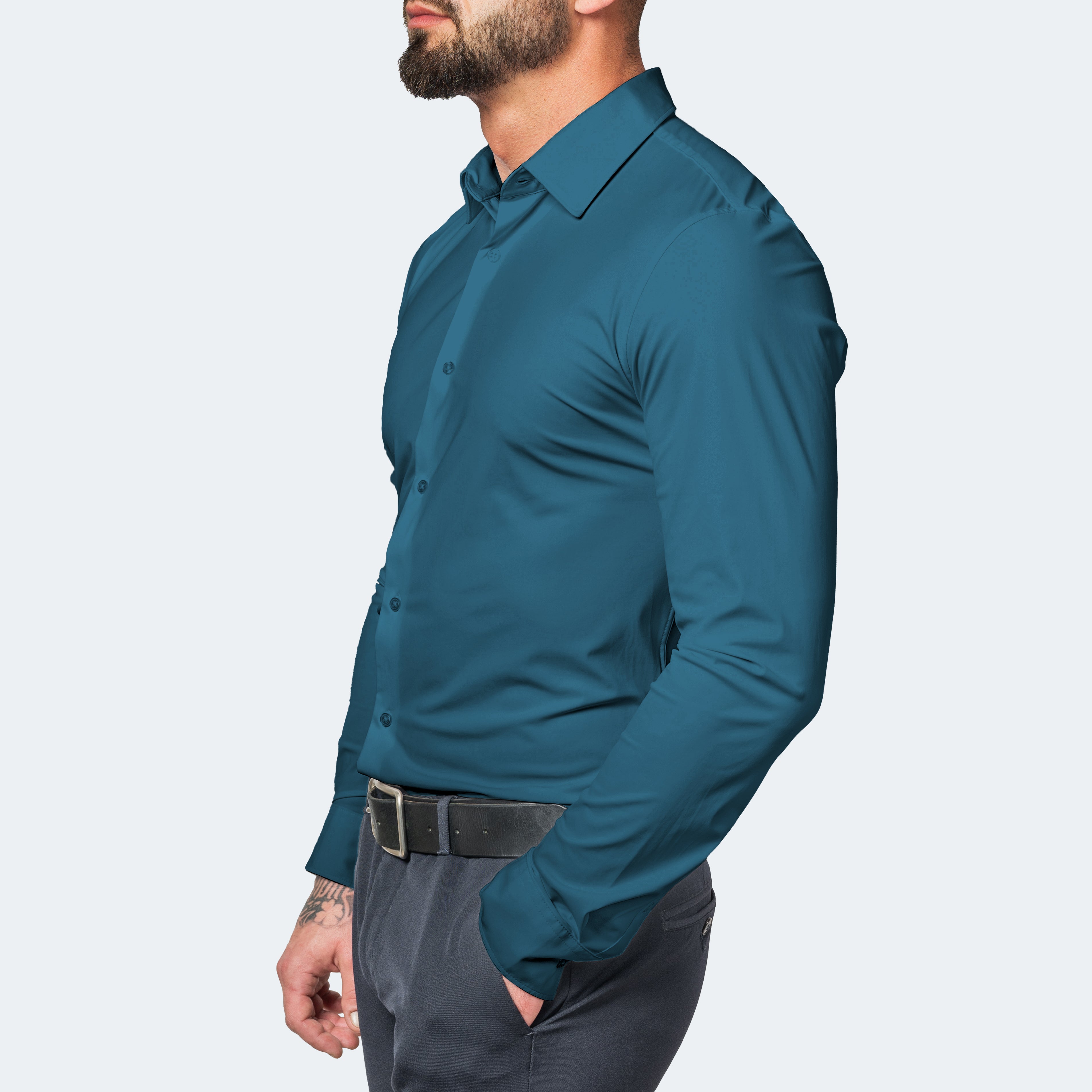 Camisa de Hombre Blanca | Estiramiento Extremo y Sin Planchado