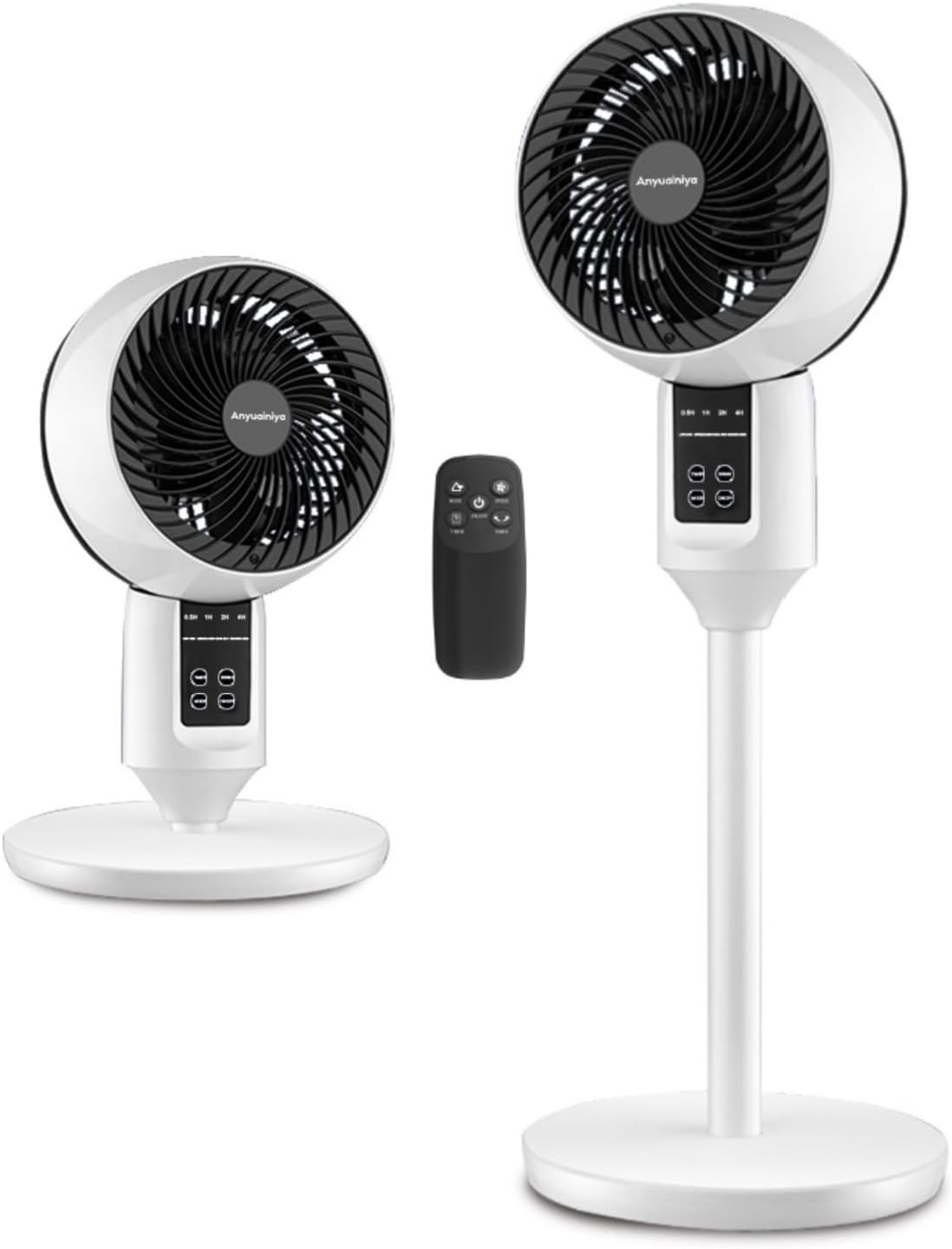 Ventilador de pie con oscilación 3D, altura regulable, silencioso 26 dB, color blanco