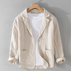 Blazer de lino hombre relaxed fit, chaqueta ligera transpirable