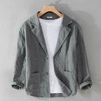 Blazer de lino hombre relaxed fit, chaqueta ligera transpirable