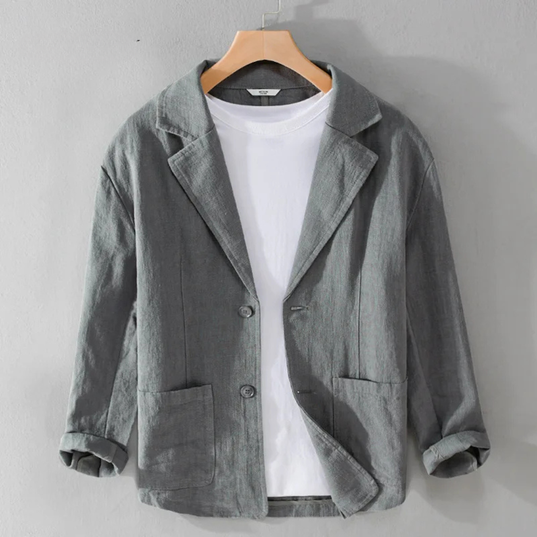 Blazer de lino hombre relaxed fit, chaqueta ligera transpirable