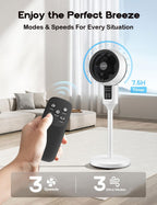 Ventilador de pie con oscilación 3D, altura regulable, silencioso 26 dB, color blanco