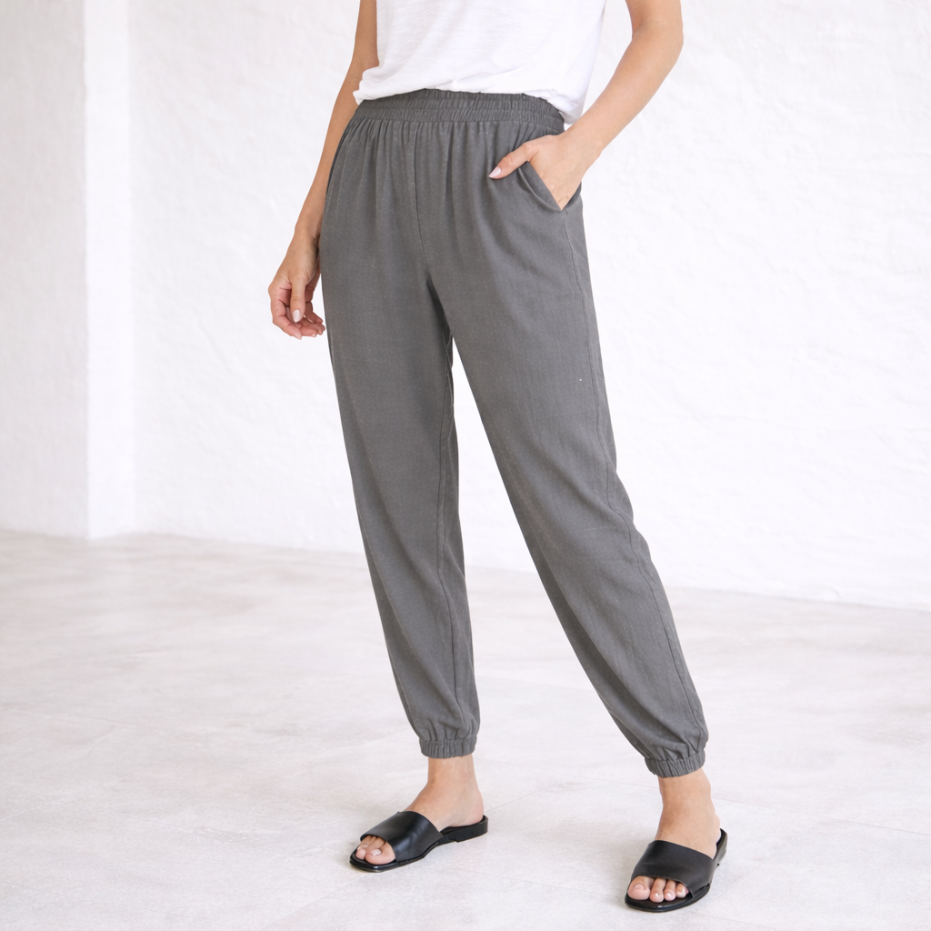 Pantalones de lino - Mujer jogger verano elástico