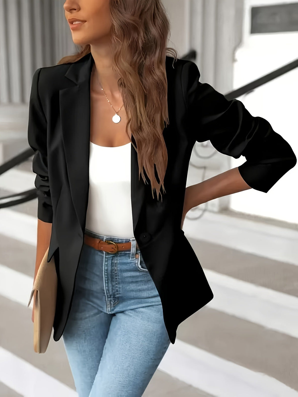 Blazer mujer casual entallado manga larga disponible en varios colores