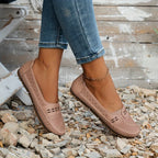 Women perforated slip on loafers comfort casual flat shoes