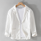 Blazer de lino hombre relaxed fit, chaqueta ligera transpirable