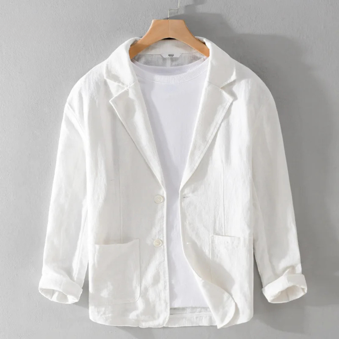 Blazer de lino hombre relaxed fit, chaqueta ligera transpirable