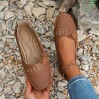 Women perforated slip on loafers comfort casual flat shoes
