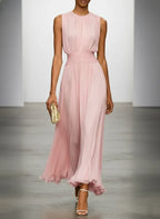 Vestido Maxi sin Mangas Fruncido para Invitada de Boda