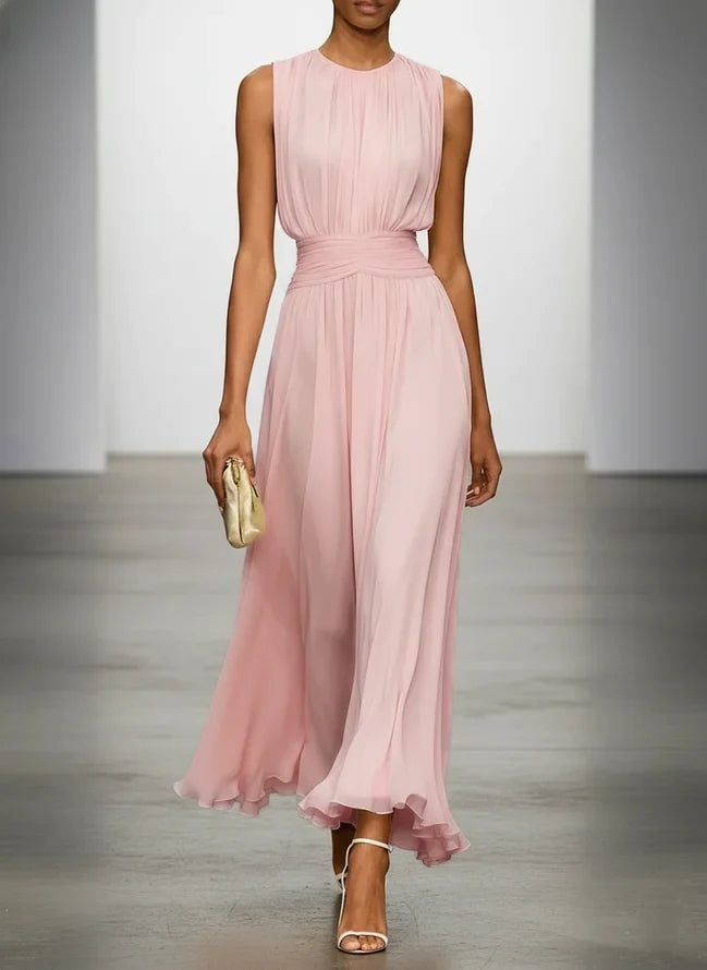 Vestido Maxi sin Mangas Fruncido para Invitada de Boda