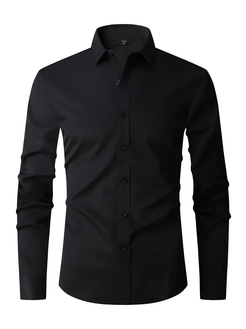 Camisa hombre slim fit cuello clásico con cierre de botones