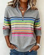 Suéter hombre cuello cremallera rayas multicolor silueta holgada
