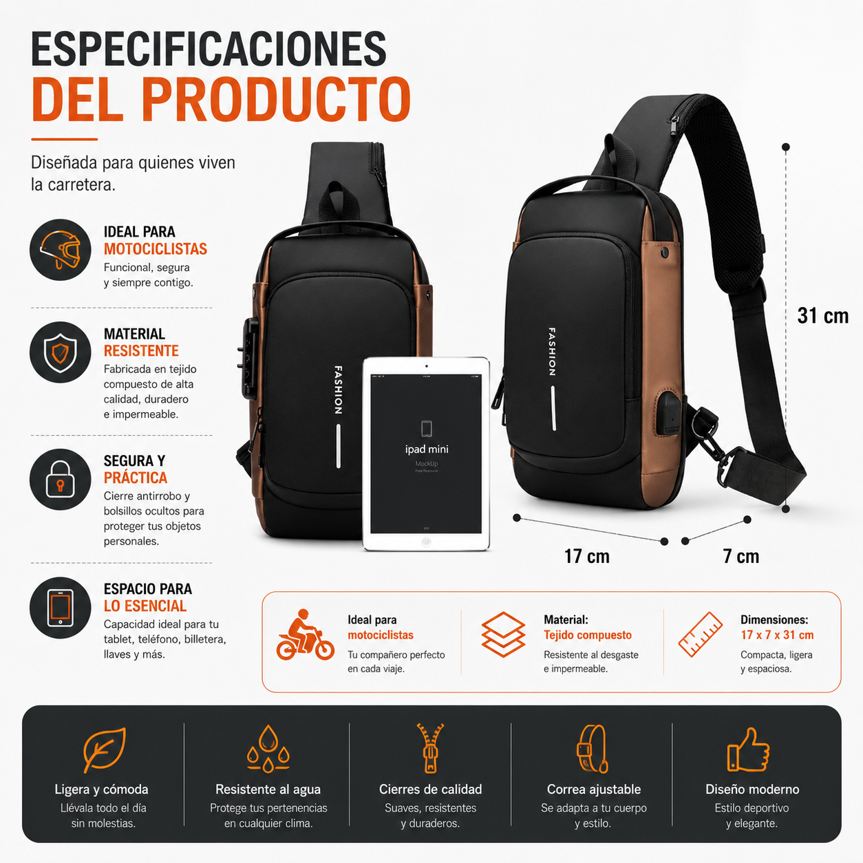 Bolsa de Viaje Impermeable | Segura y Resistente | Cierre de Código
