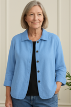 Cardigan camisero mujer algodón lino ligero de corte relajado con botones