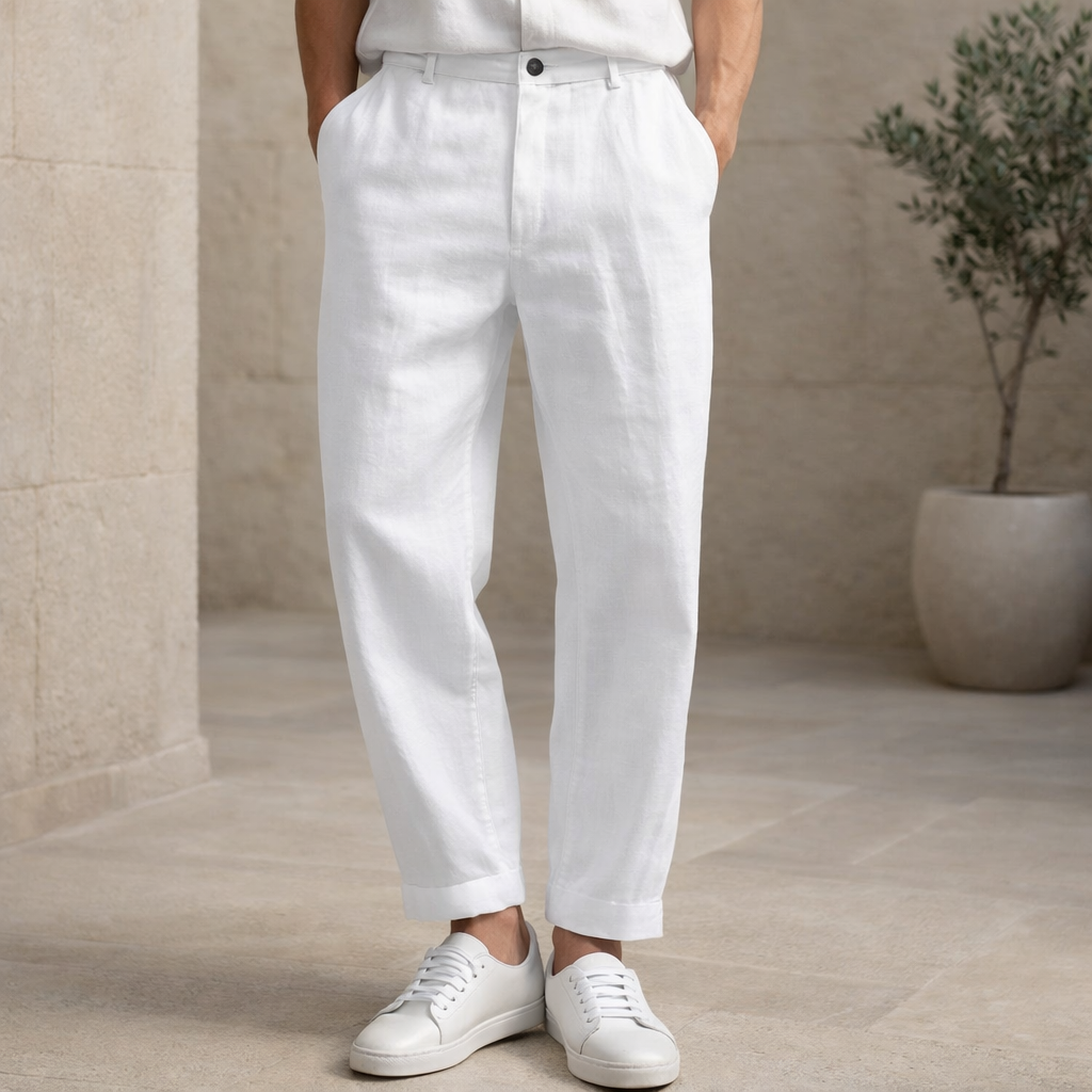 Pantalones de Lino Hombre Verano Transpirables Casual
