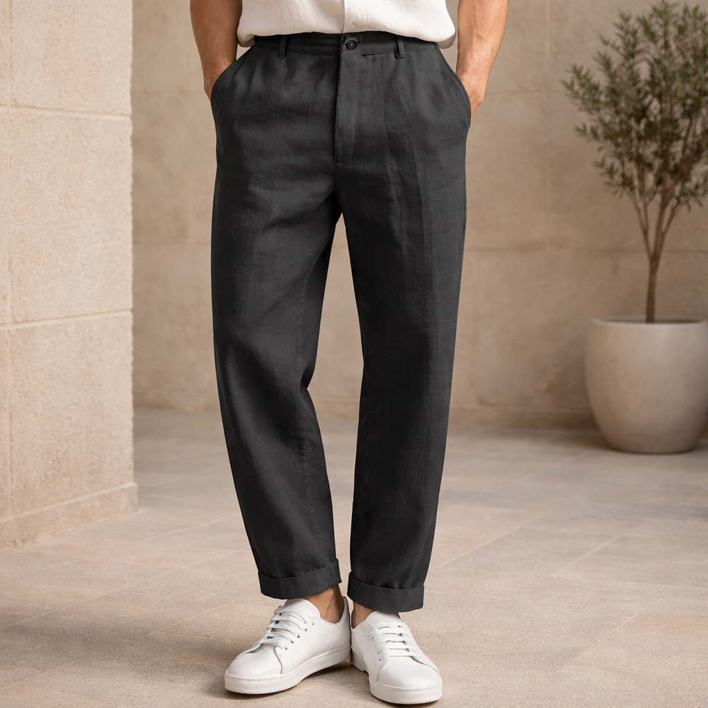 Pantalones de Lino Hombre Verano Transpirables Casual