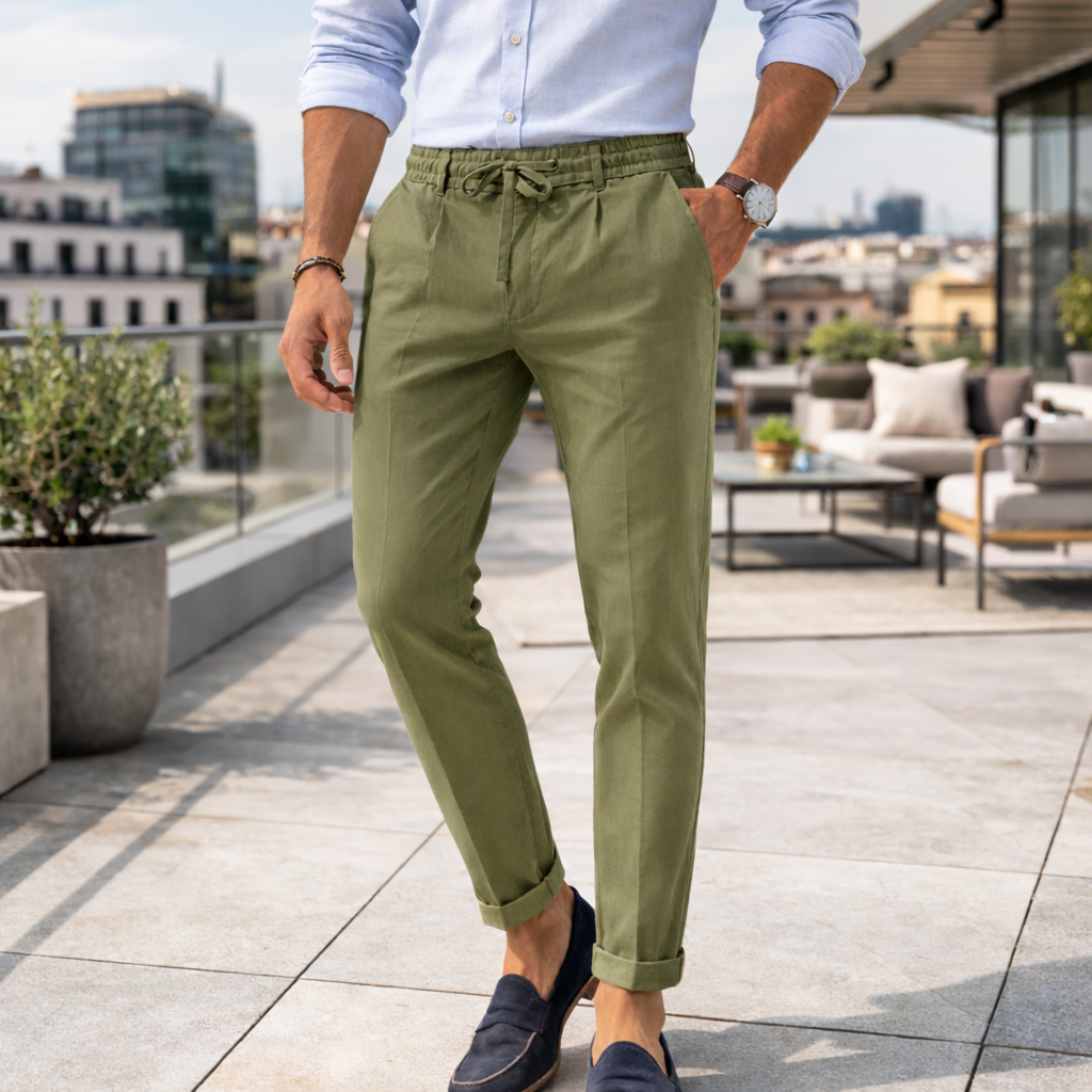 Pantalones de lino Slim Fit para hombre - Estilo veraniego