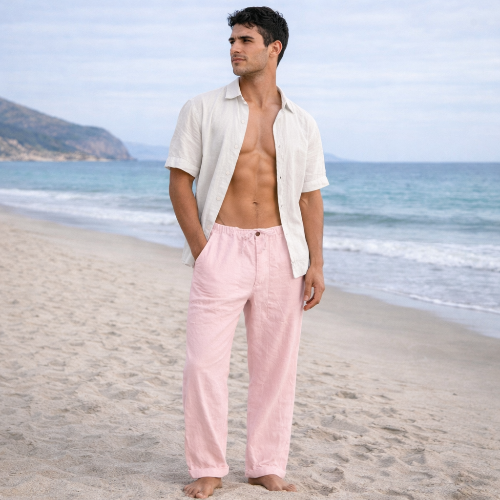 Pantalones de Lino para Hombre - Corte Holgado - Verano