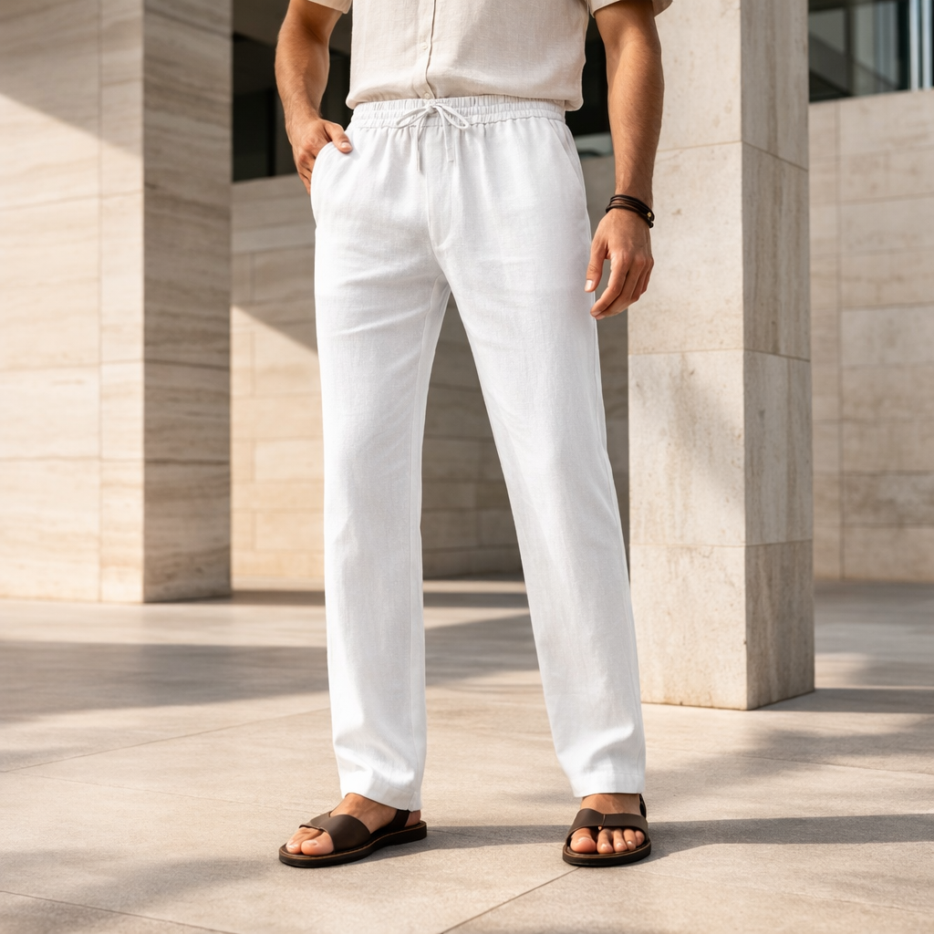 Pantalones de lino - Hombre Casual Ajuste Holgado Verano Atemporal