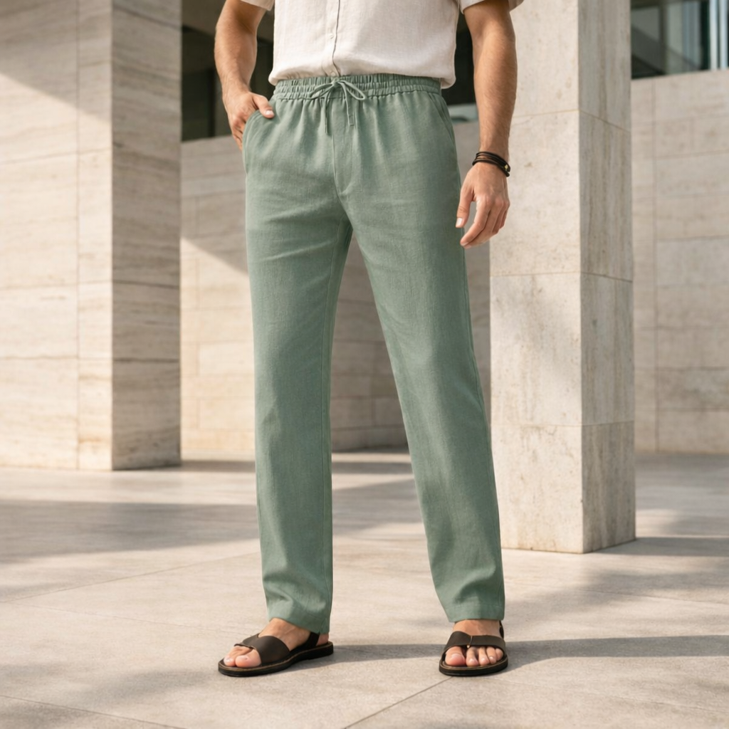 Pantalones de lino - Hombre Casual Ajuste Holgado Verano Atemporal