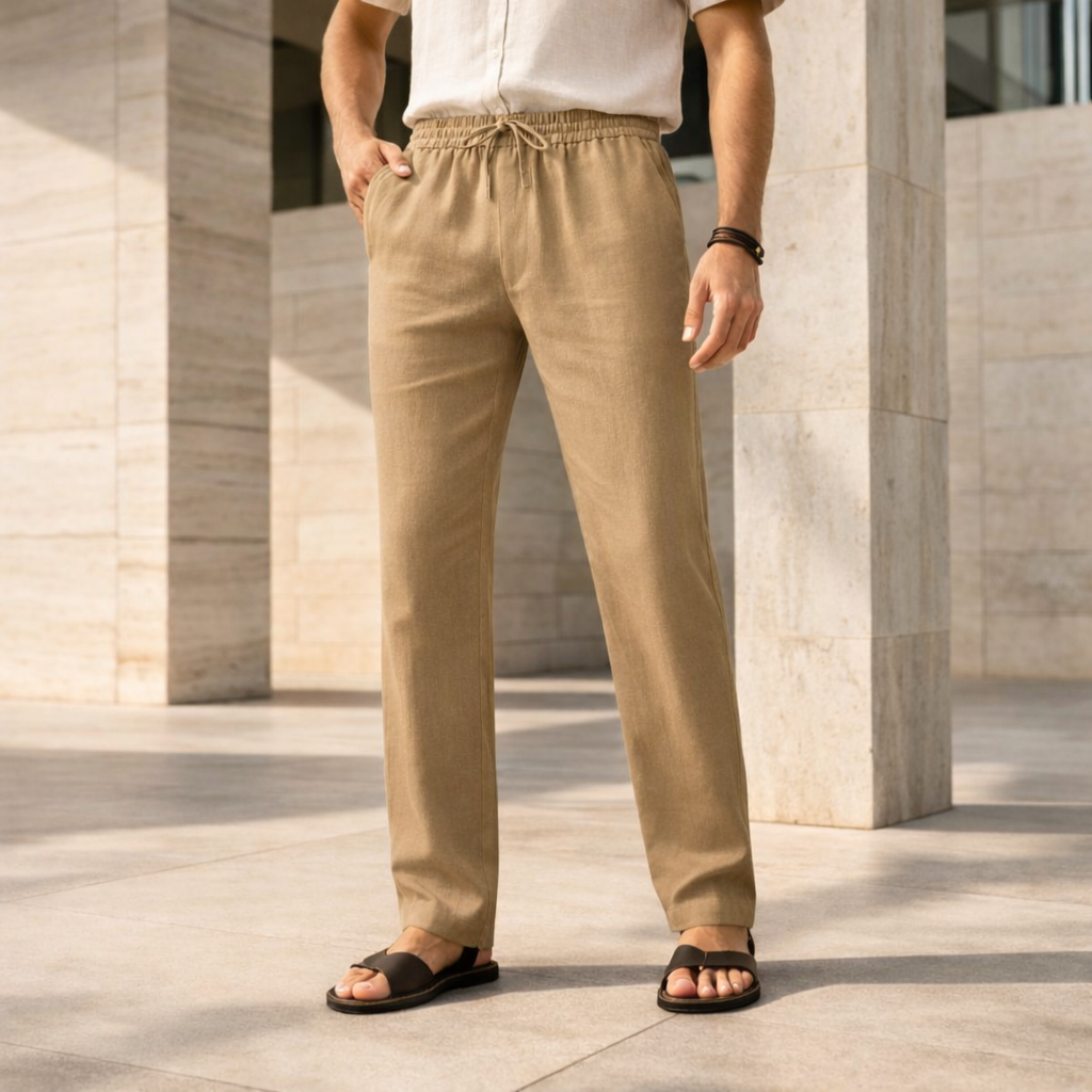 Pantalones de lino - Hombre Casual Ajuste Holgado Verano Atemporal
