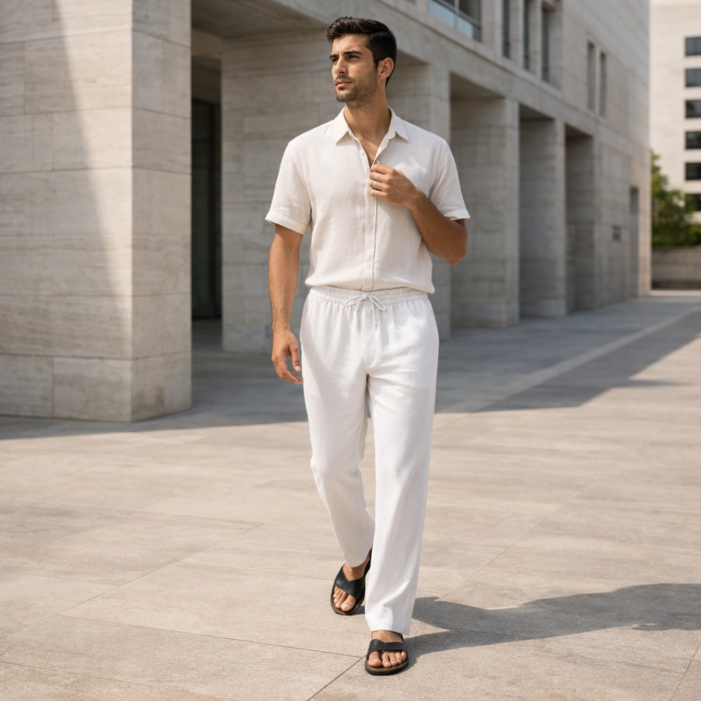 Pantalones de lino - Hombre Casual Ajuste Holgado Verano Atemporal