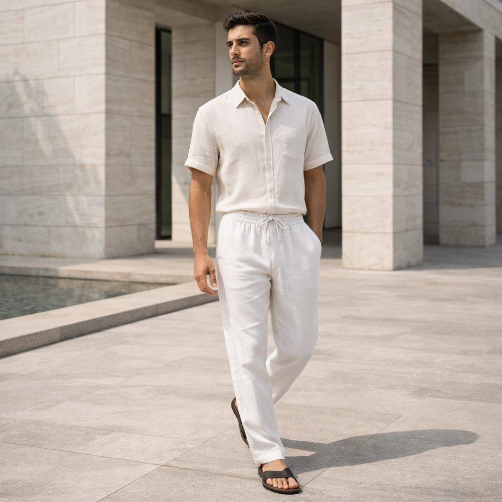 Pantalones de lino - Hombre Casual Ajuste Holgado Verano Atemporal