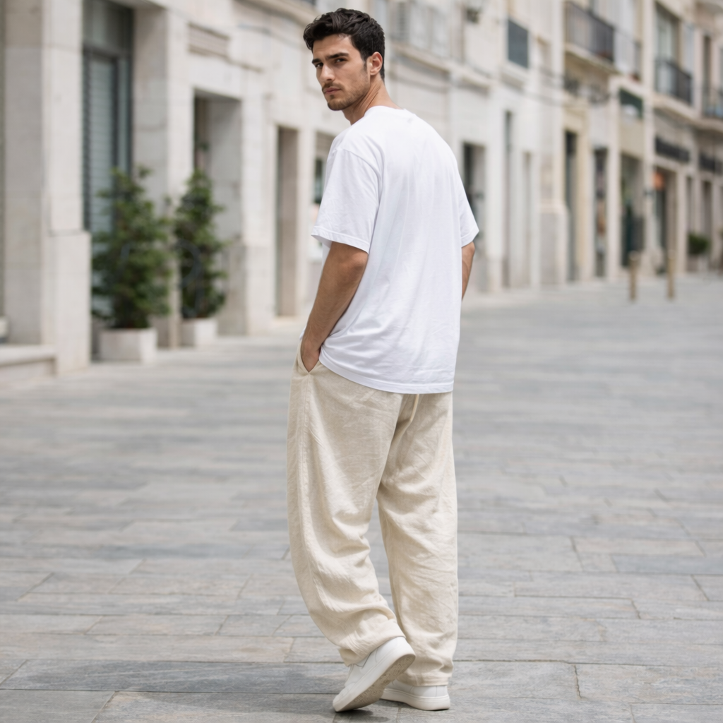 Pantalones de lino - Hombre Oversize Verano Fluido