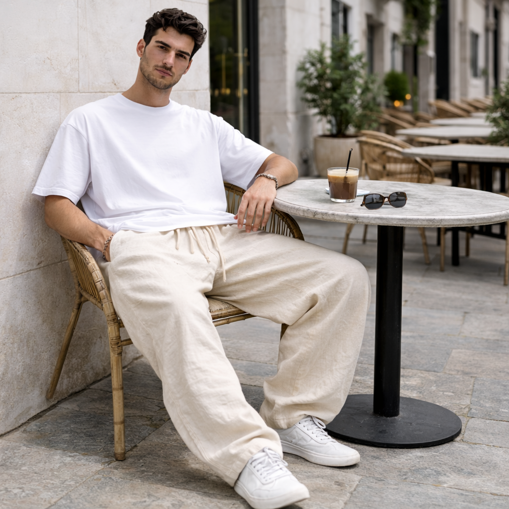 Pantalones de lino - Hombre Oversize Verano Fluido