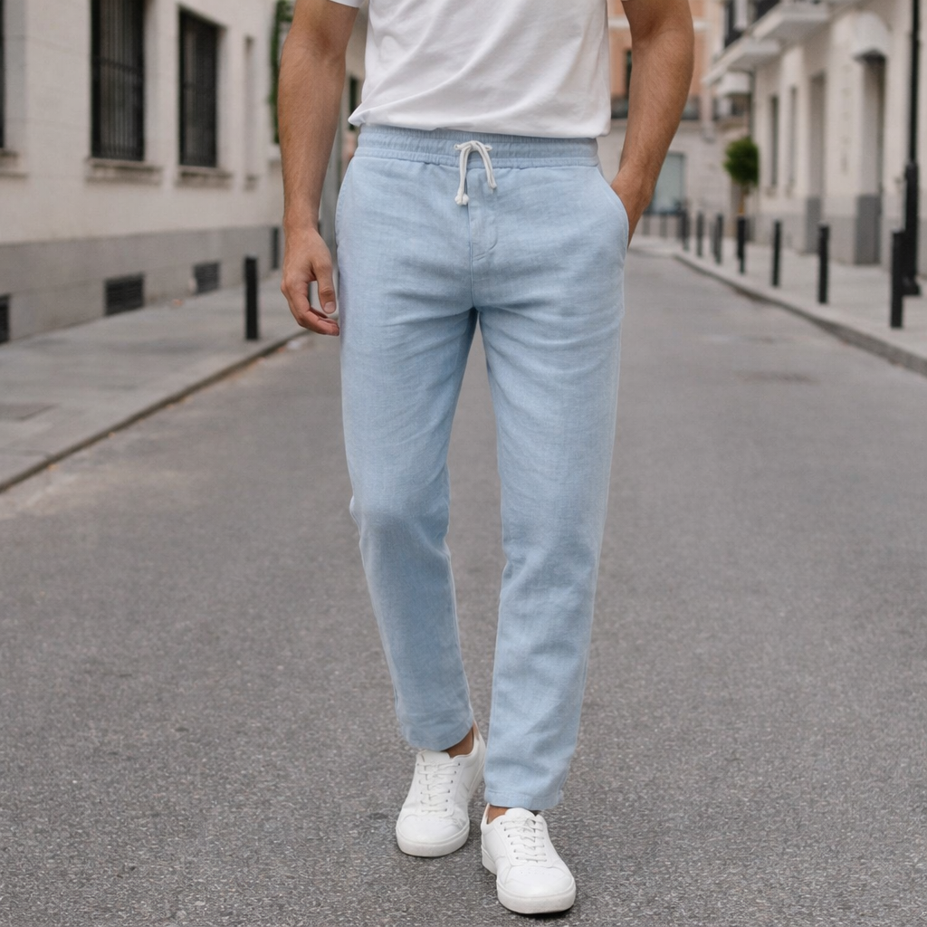 Benjamin - Pantalones de lino - Hombre Slim Fit Verano Moderno