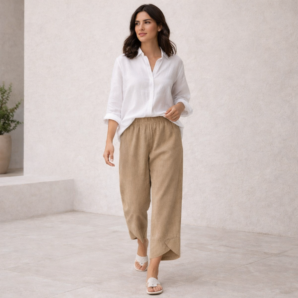 Pantalones de Lino - Pantalones Cortos Ligeros de Verano para Mujer